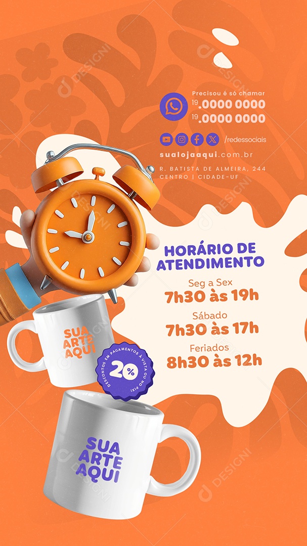 Story Horário de Atendimento Social Media PSD Editável