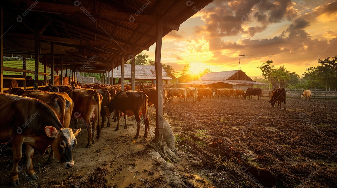 Curral com criações da raça wagyu japonês