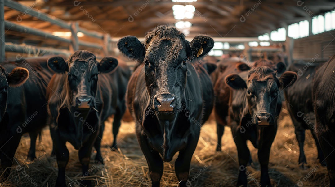 Criação de gado Wagyu japonês em uma grande fazenda