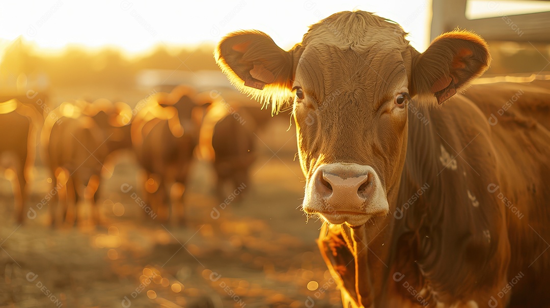 Gado em um curral numa grande fazenda