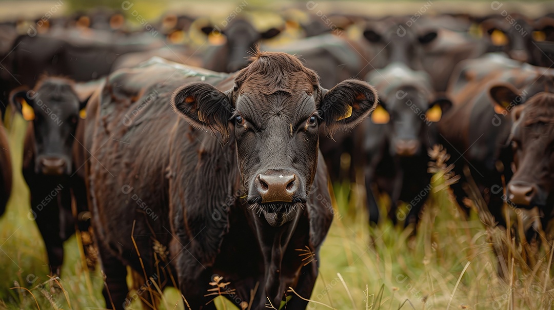 Vacas e bezerros em uma pasto