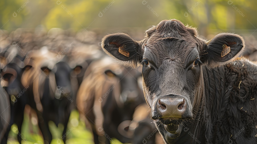 Muitos gado em um pasto verde