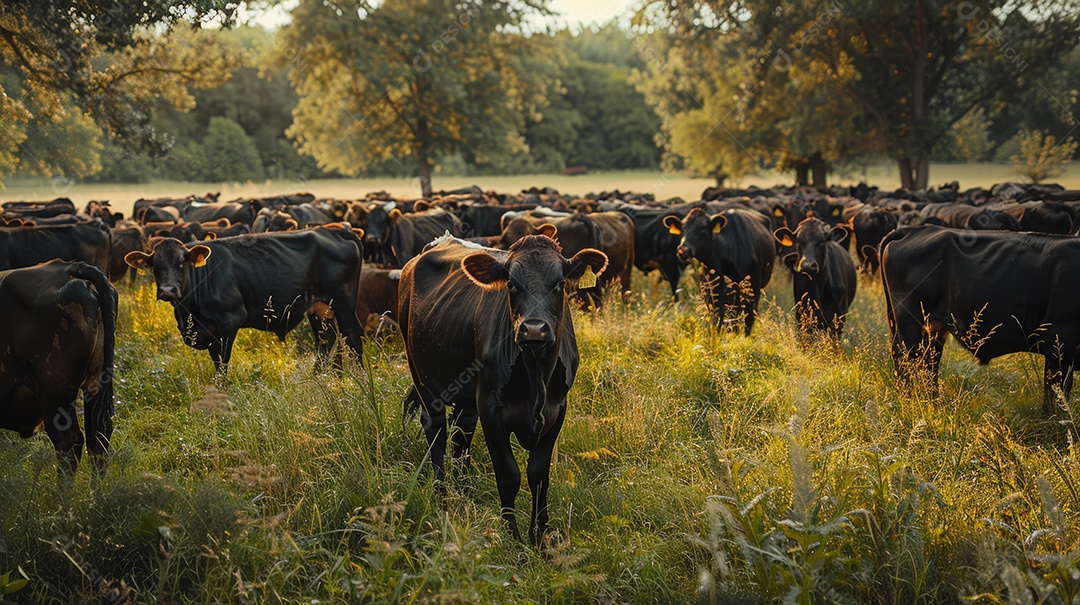 Pasto verde com criação de gados