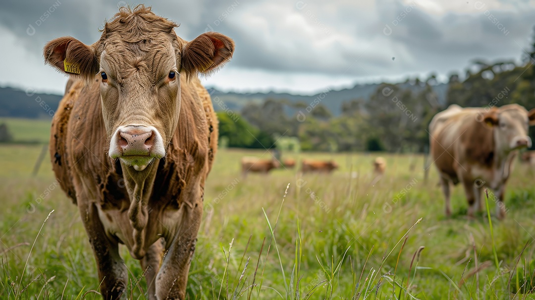 Criação de gado Wagyu japonês em uma grande fazenda