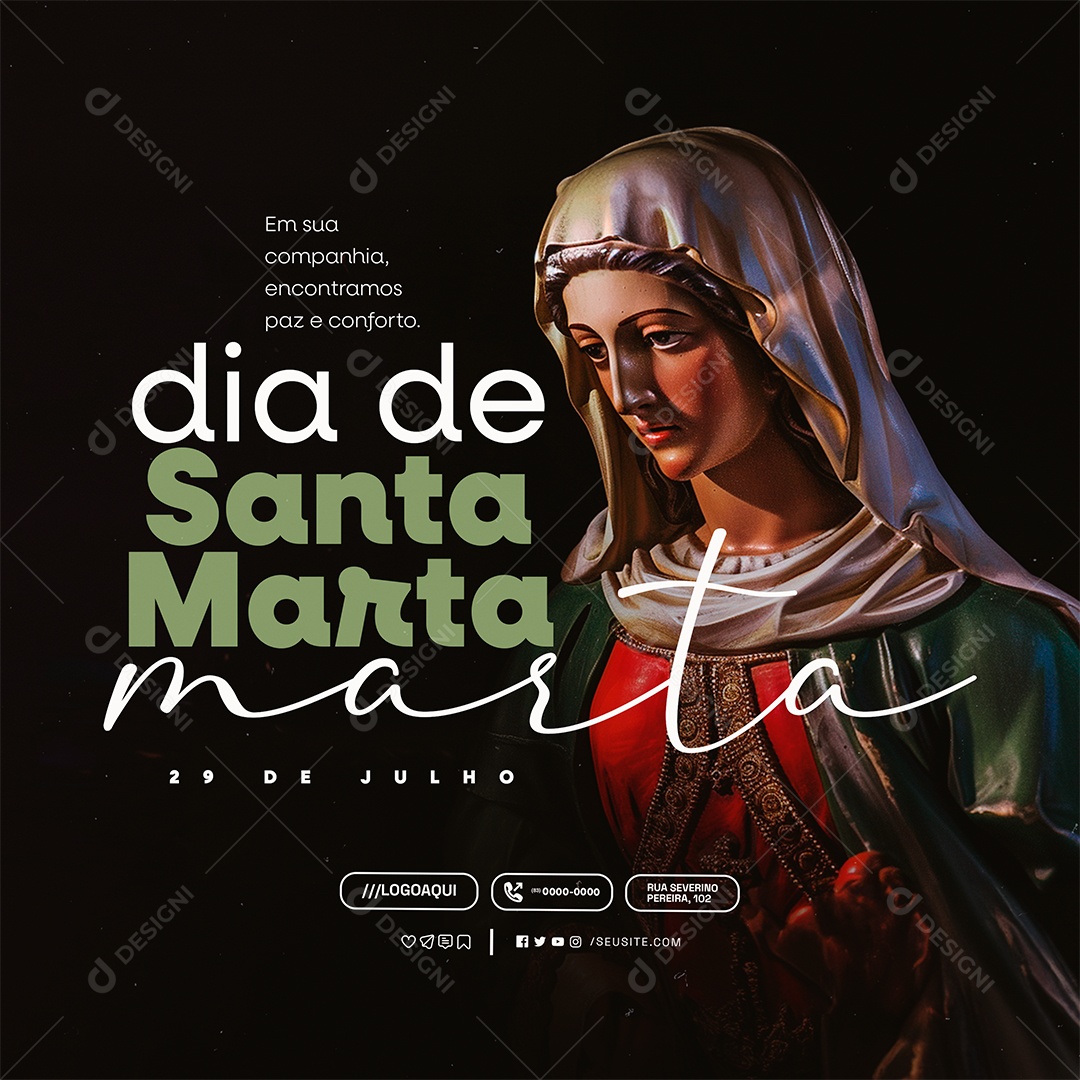 Social Media Dia de Santa Marta 29 de Julho PSD Editável