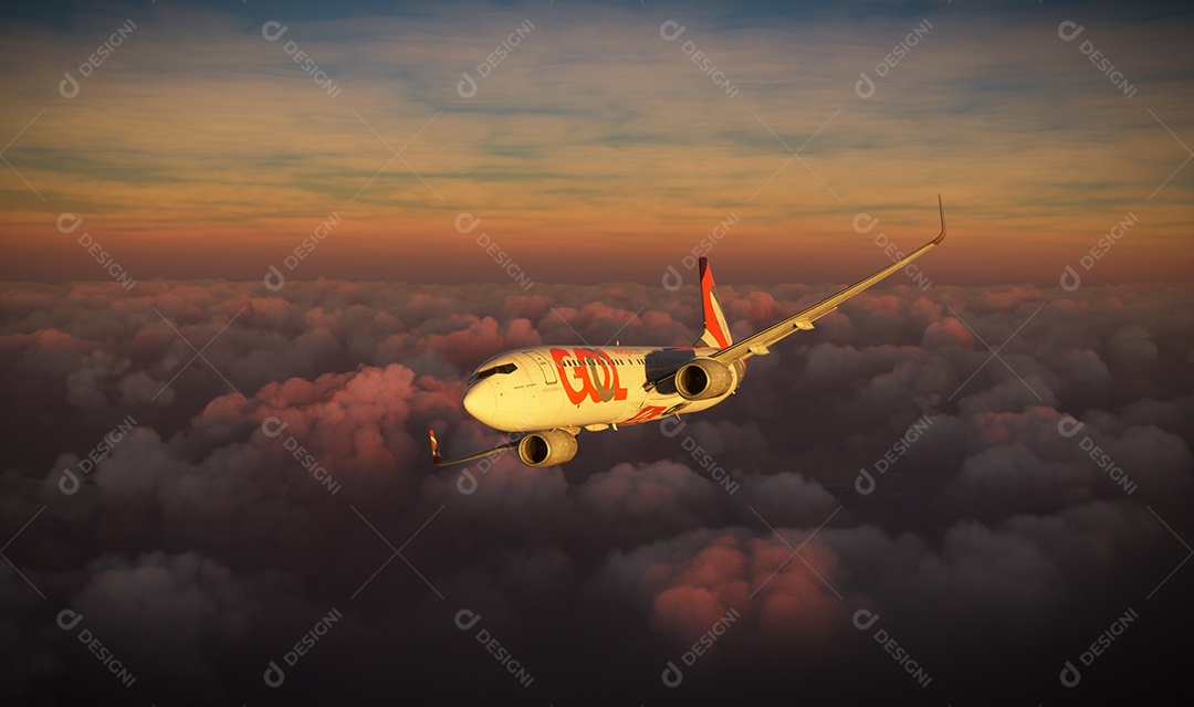 Avião da gol sobrevoando pelo céu