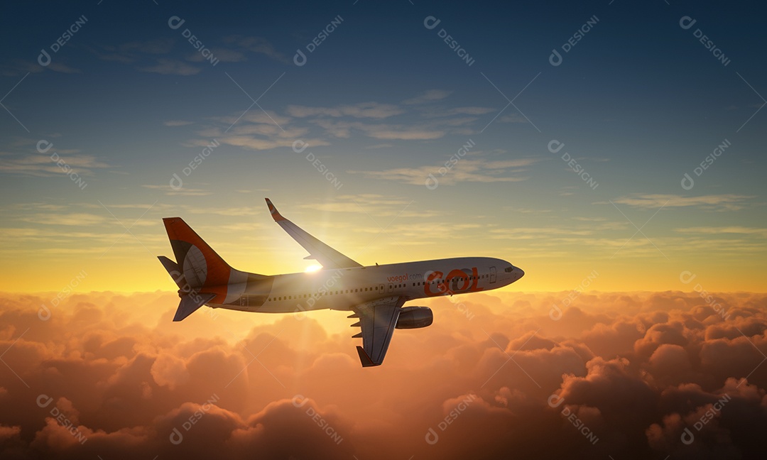 Avião da gol sobrevoando pelo céu
