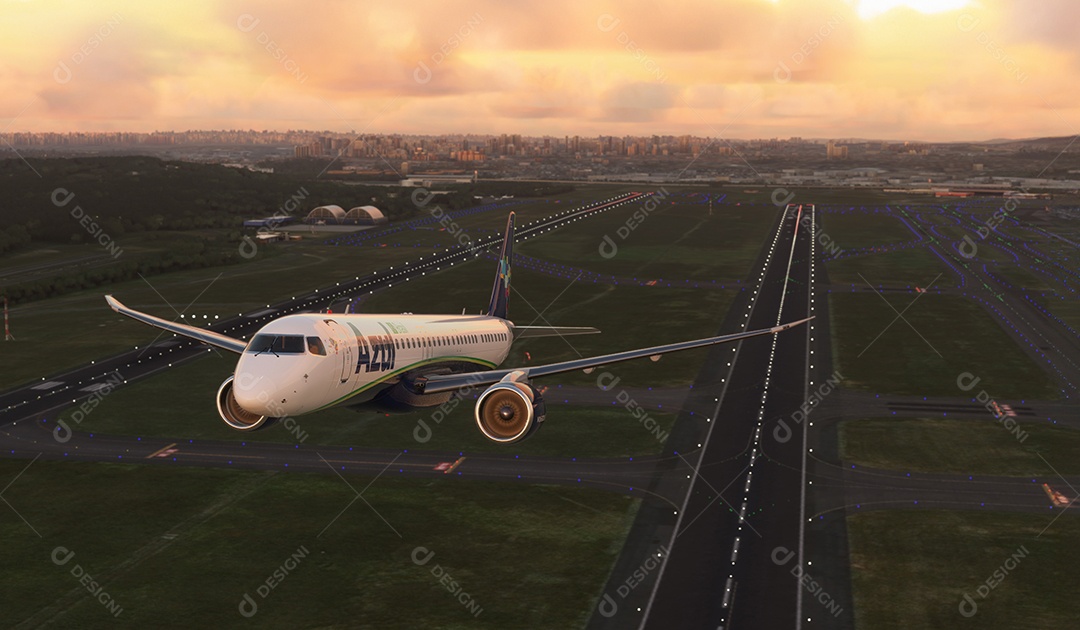 Avião decolando sobre aeroporto