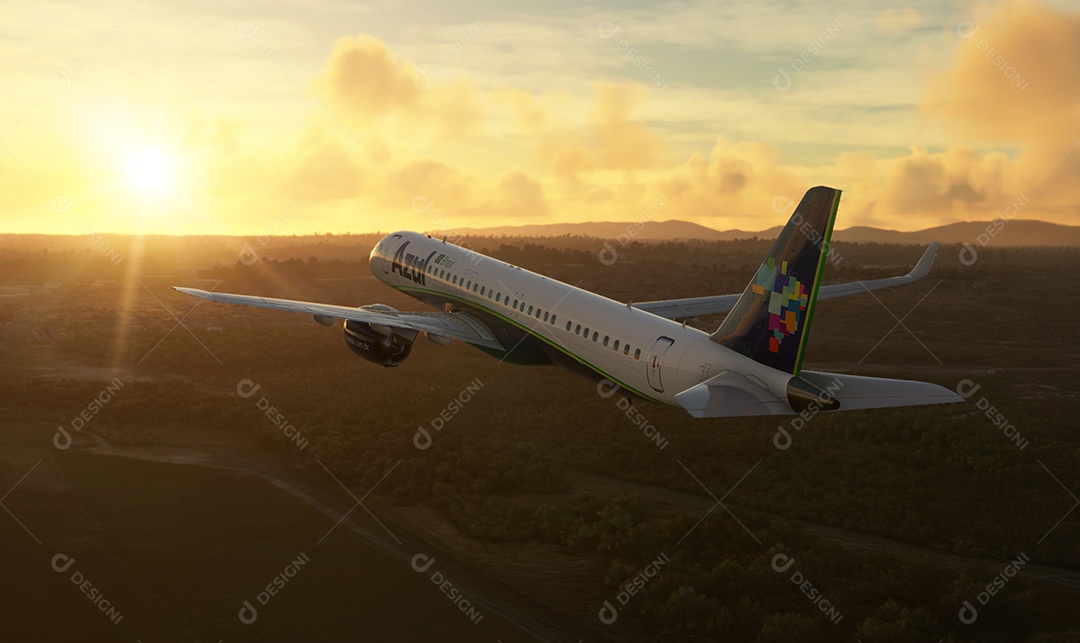Avião sobrevoando pelo céu