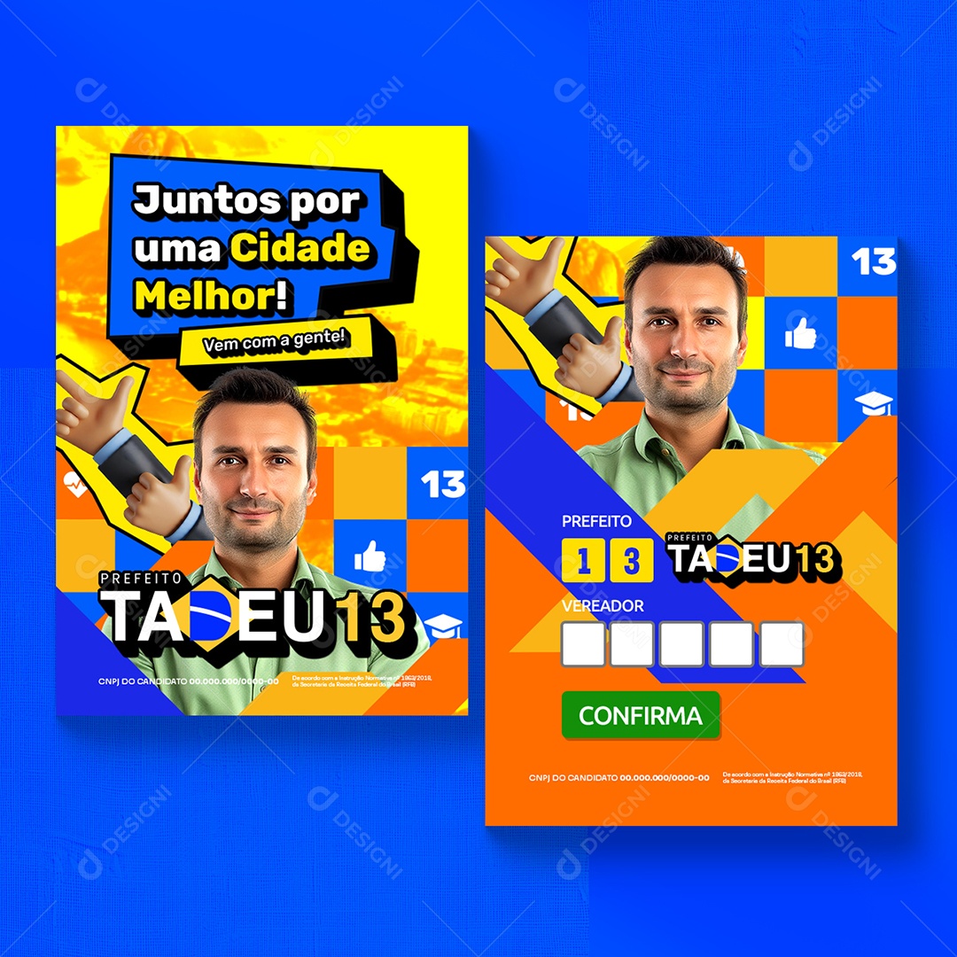 Política Santinho Prefeito Tadeu 13 Social Media PSD Editável