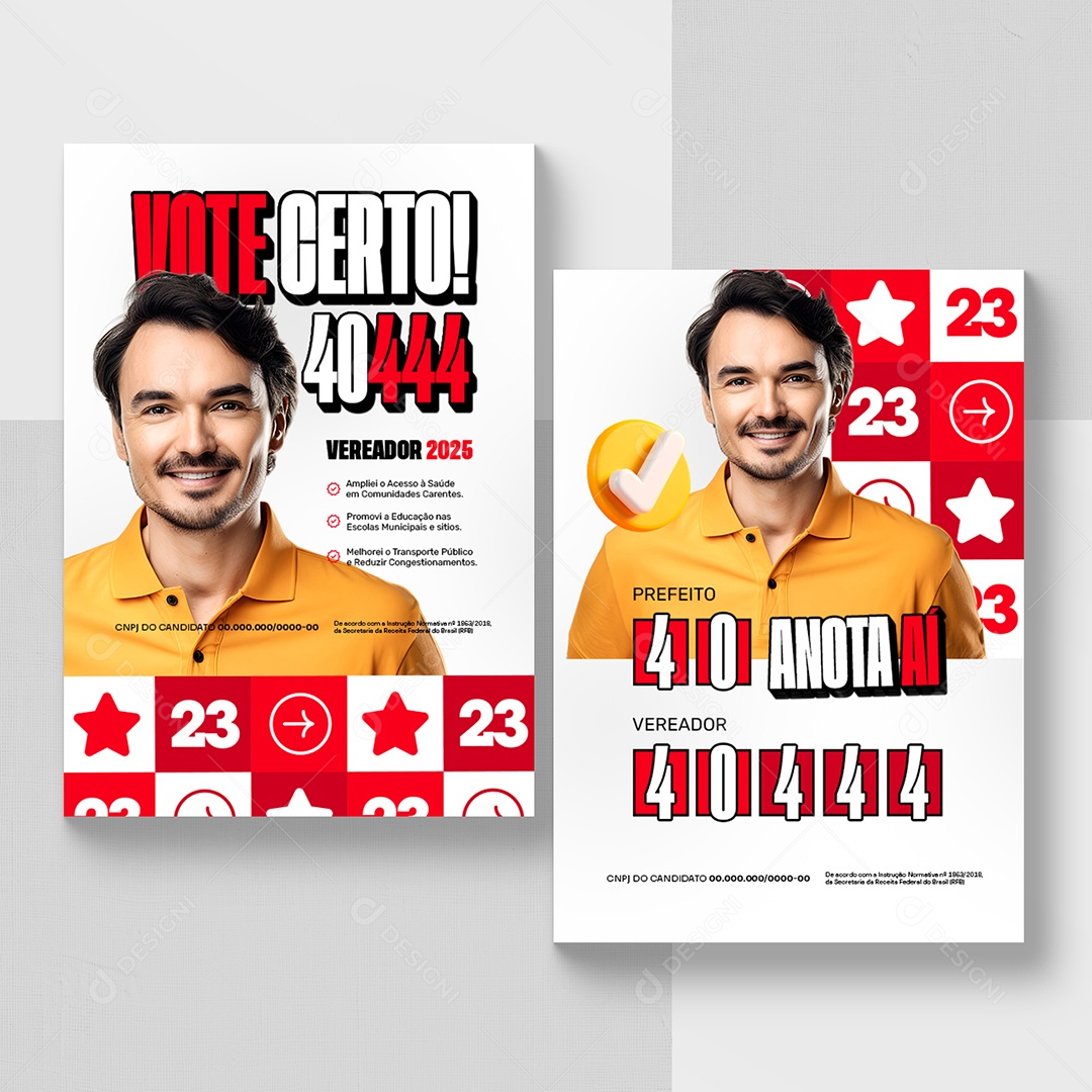 Política Santinho Vote Certo Vereador Social Media PSD Editável