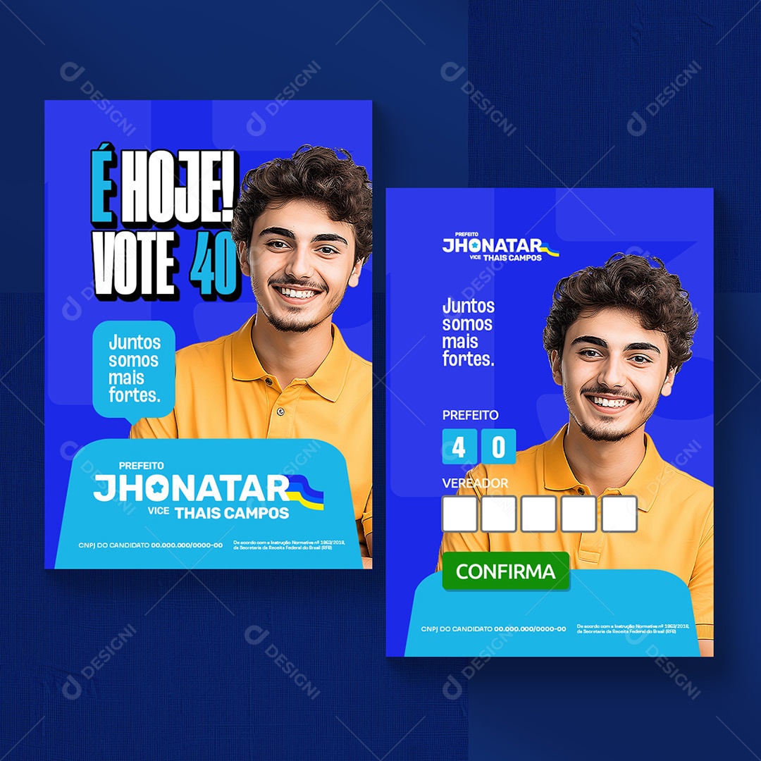 Política Santinho Prefeito Jhonatar Social Media PSD Editável