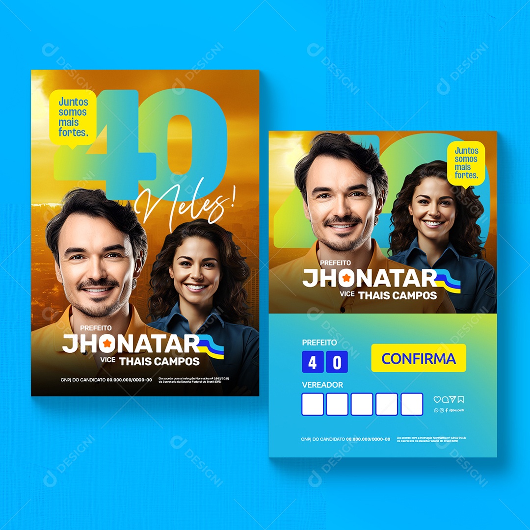 Política Santinho Prefeito Jhonatar 40 Neles Social Media PSD Editável