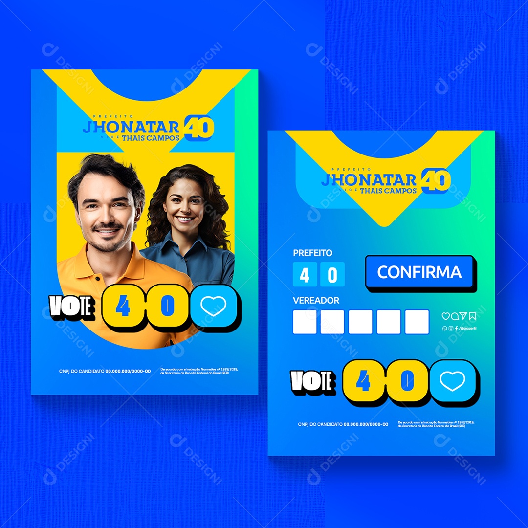 Política Santinho Prefeito Jhonatar Social Media PSD Editável