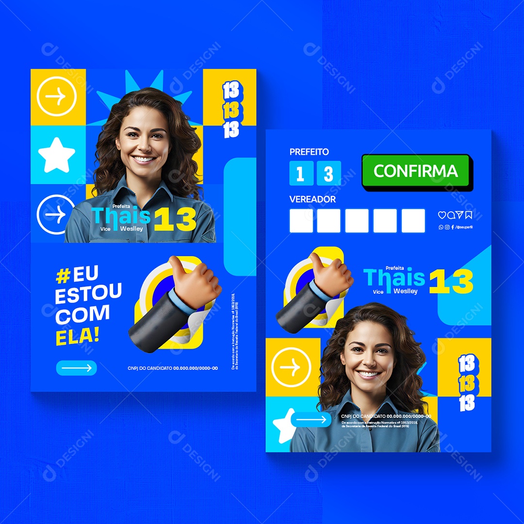 Política Santinho Eu Estou com Você Social Media PSD Editável