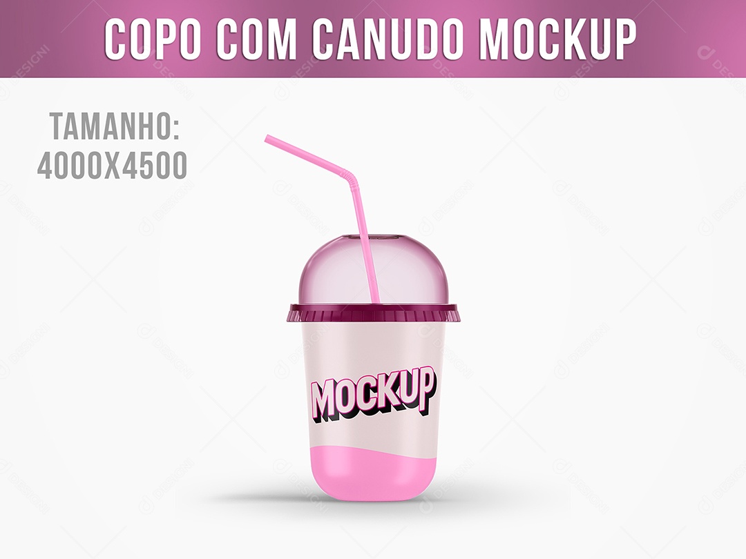 Copo com Canudo Mockup PSD Editável