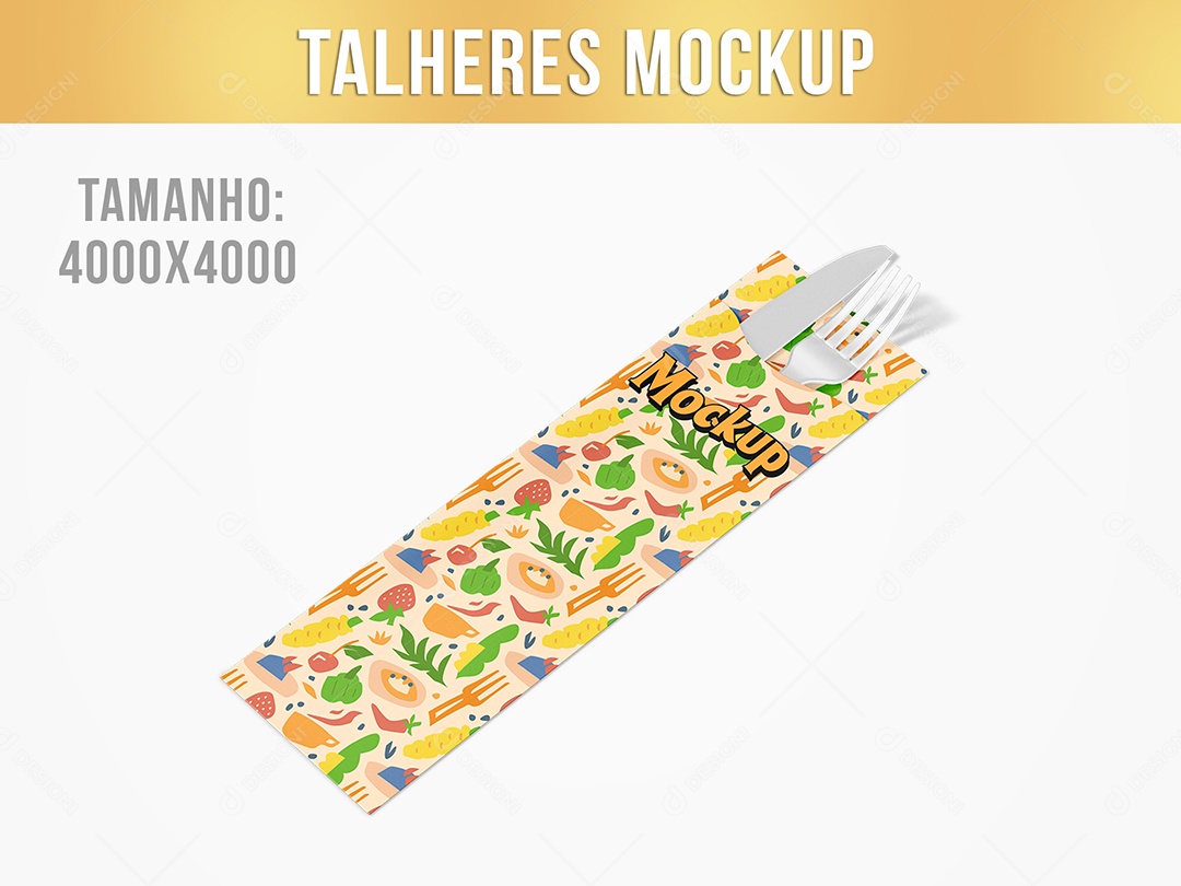 Embalagem com Talheres Mockup PSD Editável
