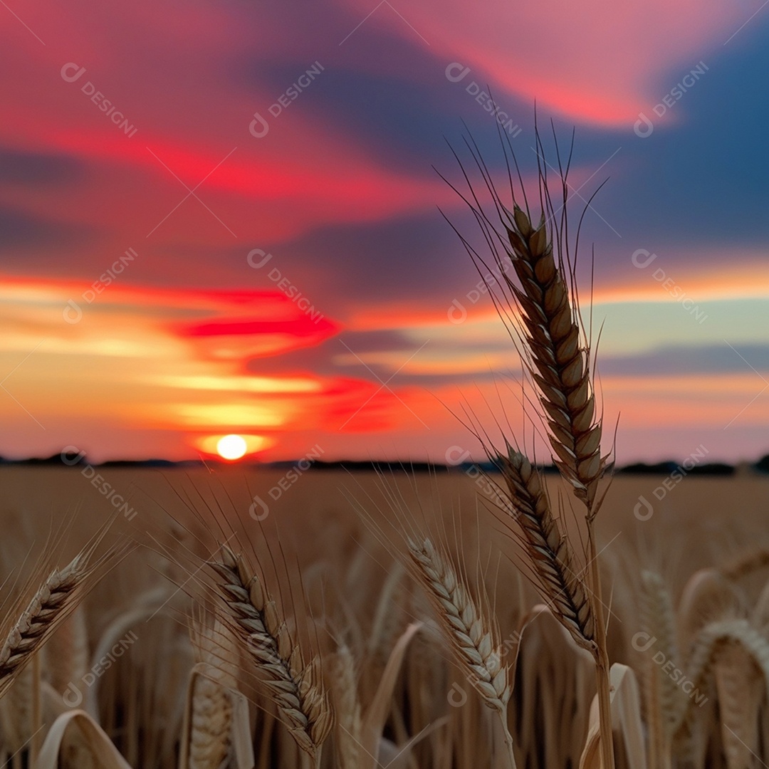 Trigos em um campo ao entardecer