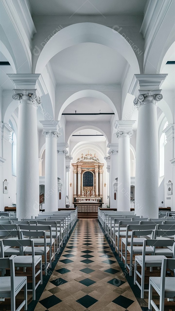 Interior detalhada de uma linda igreja