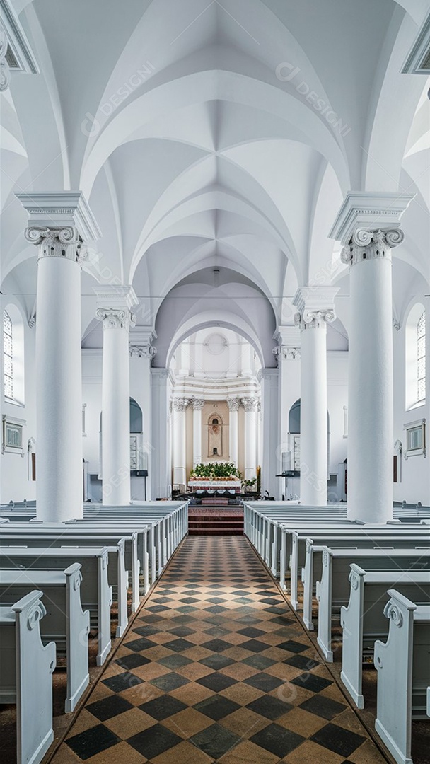 Interior detalhada de uma linda igreja