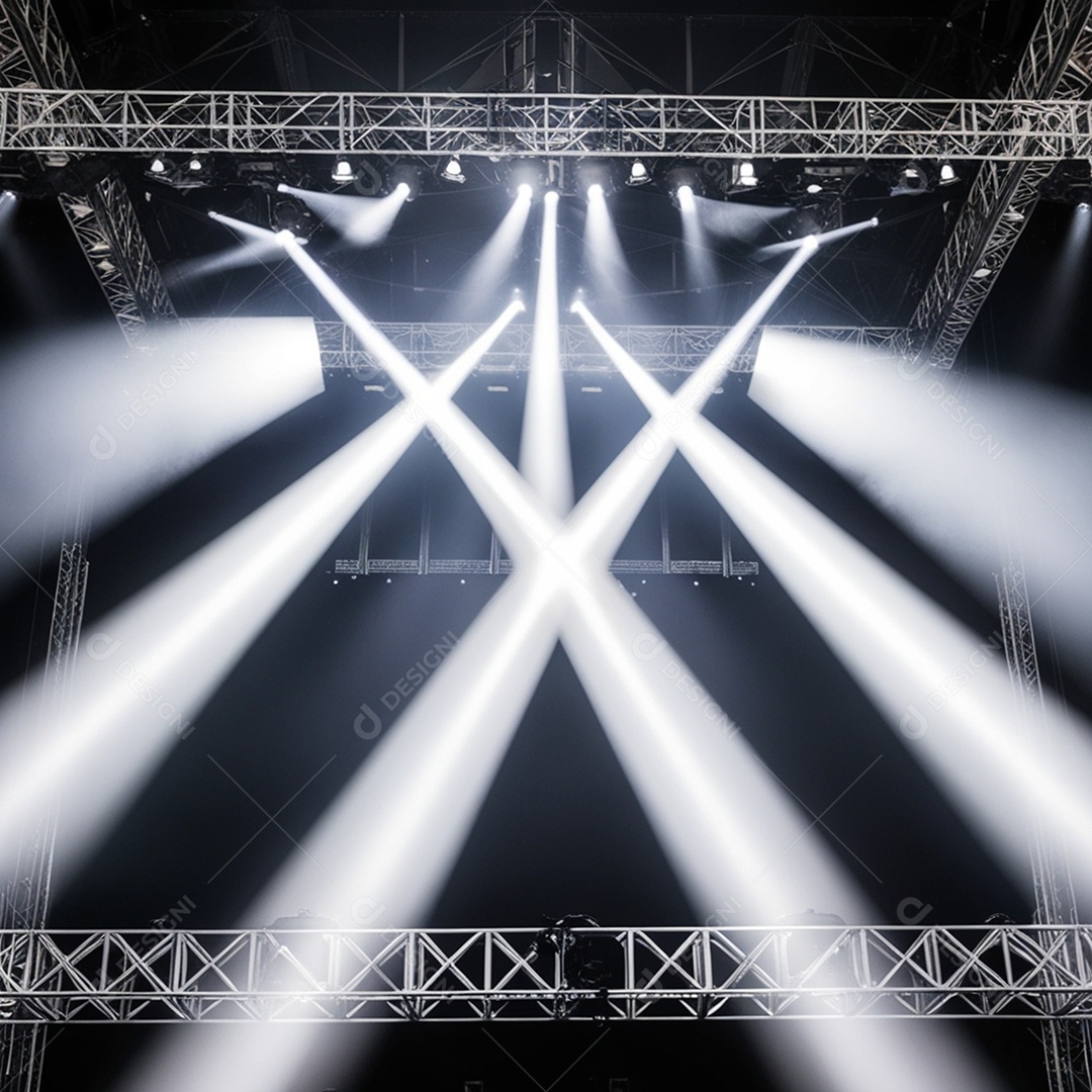Estrutura de palco grande com luzes