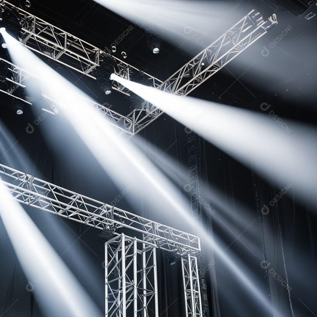 Estrutura de ferro de palco com luzes