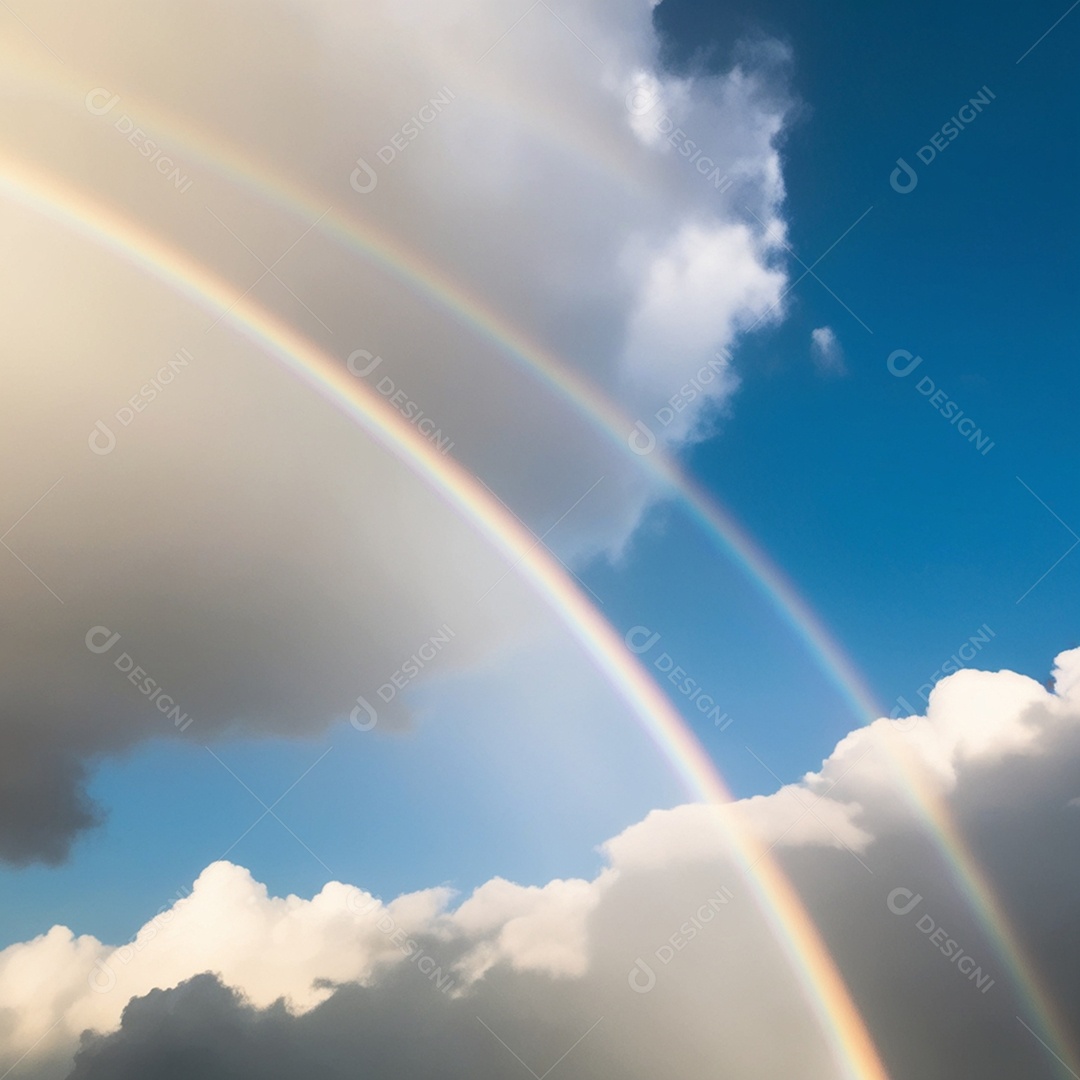 Lindo céu com arco íris