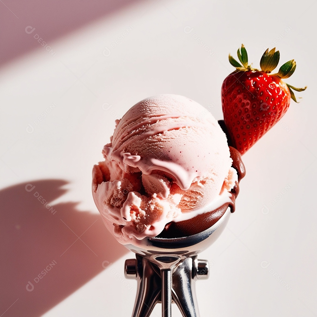 Tigela de sorvete de morango