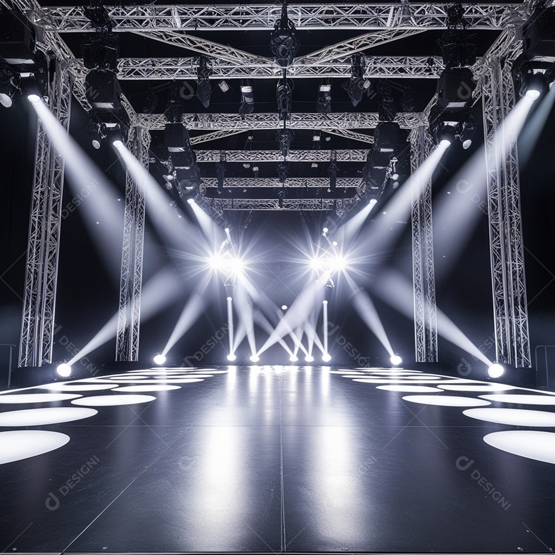 Estrutura de palco grande com luzes