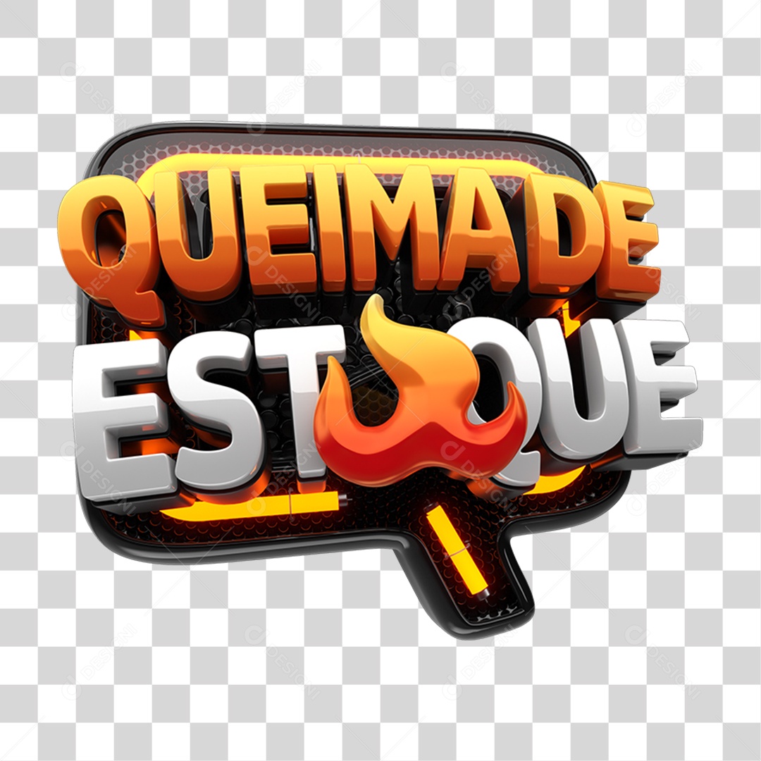 Selo 3D Queima de Estoque PNG Transparente