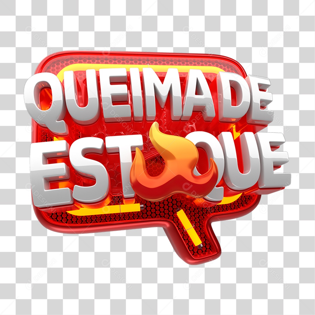 Selo 3D Queima de Estoque PNG Transparente