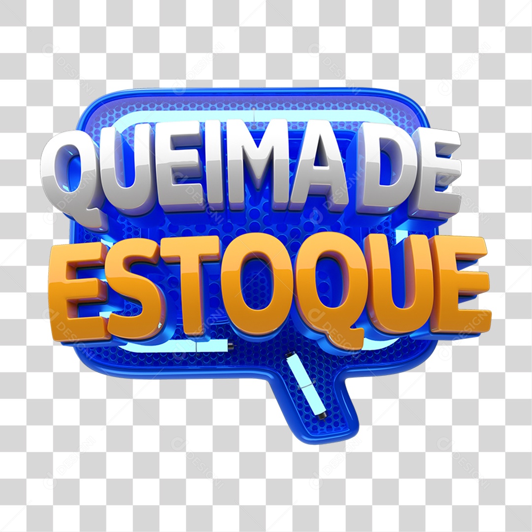 Selo 3D Queima de Estoque PNG Transparente