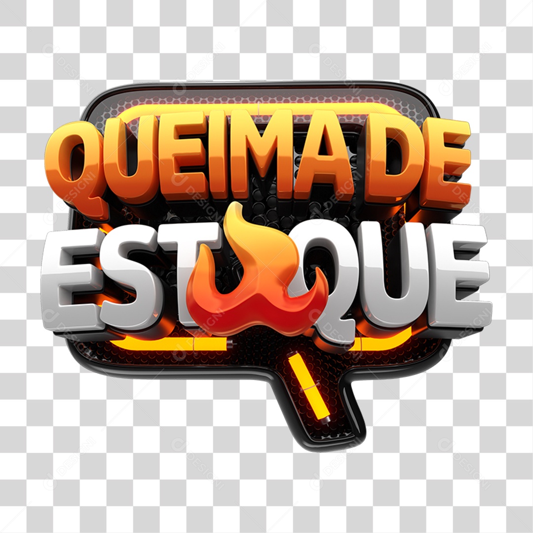 Selo 3D Queima de Estoque PNG Transparente