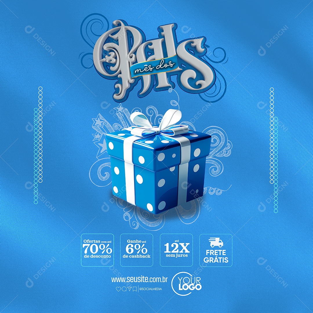 Mês Dos Pais Ofertas com Descontos Social Media PSD Editável