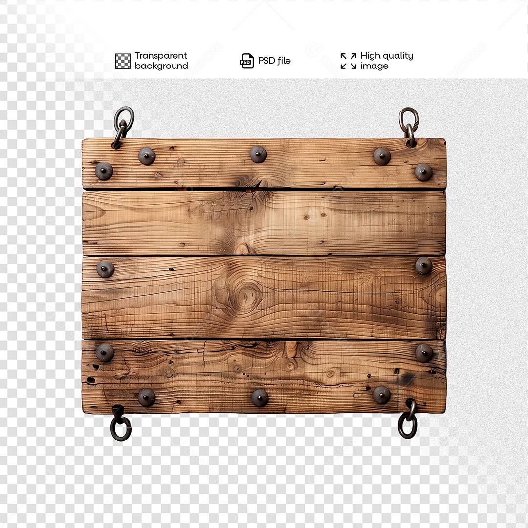 Placa de Madeira Elemento 3D para Composição PSD