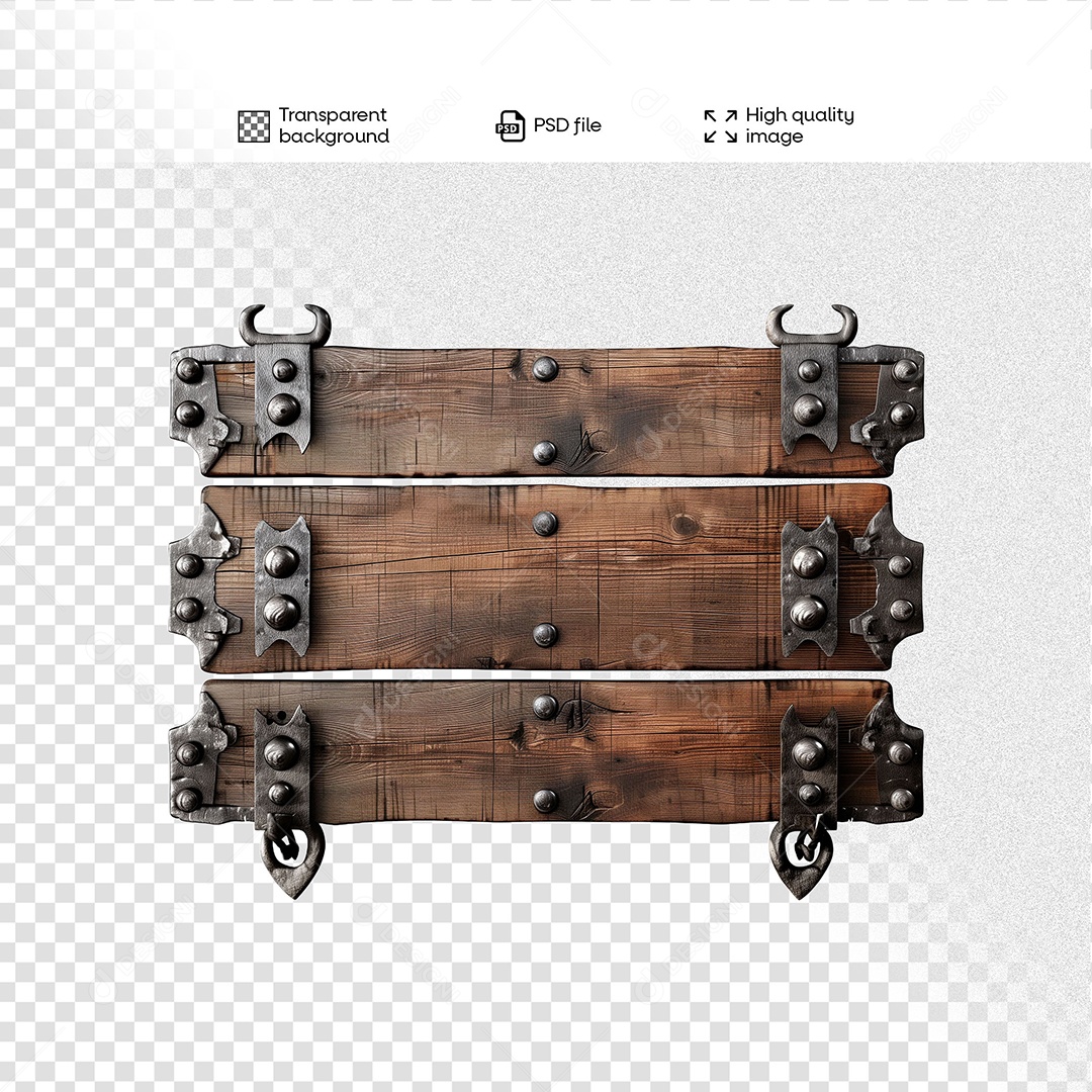 Placa de Madeira Elemento 3D para Composição PSD