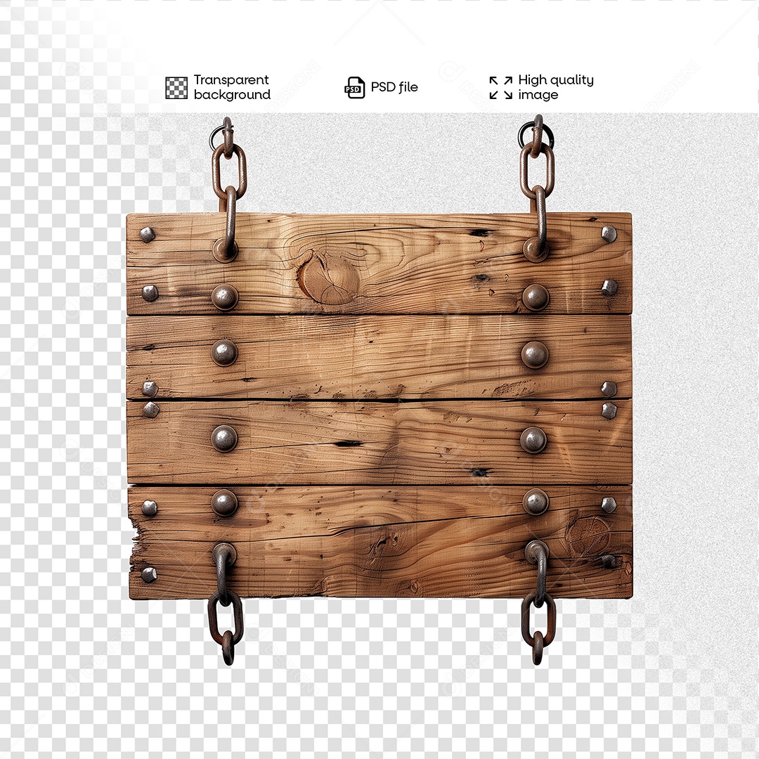 Placa de Madeira Elemento 3D para Composição PSD