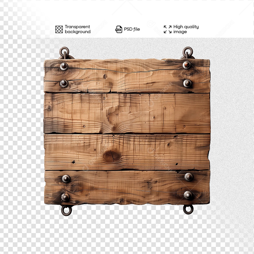 Placa de Madeira Elemento 3D para Composição PSD