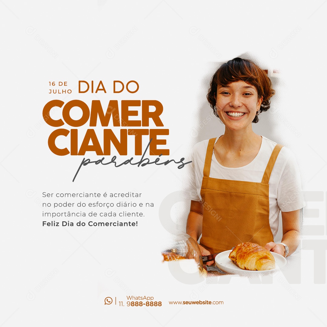 Feliz Dia do Comerciante 16 De Julho Social Media PSD Editável