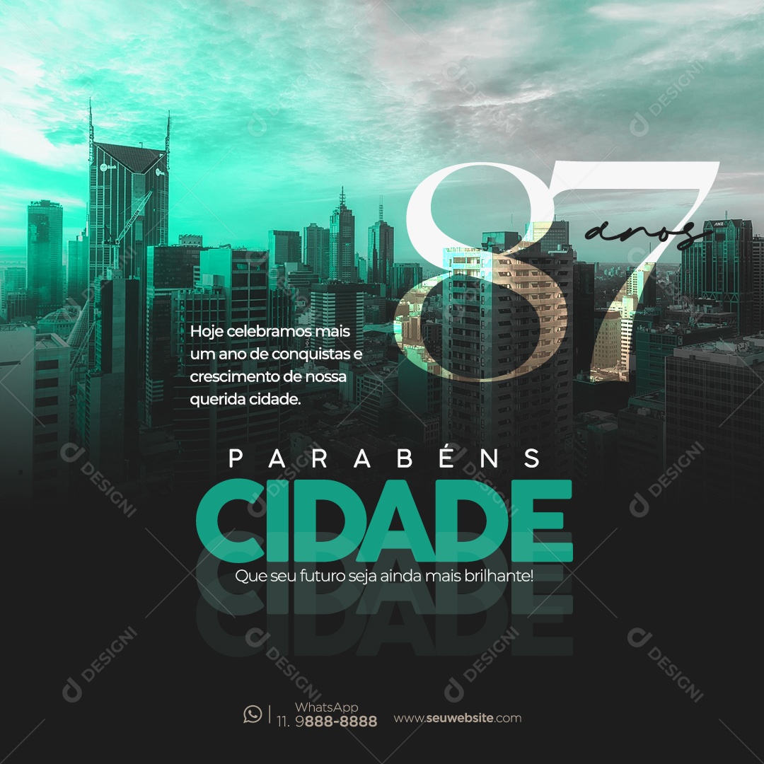 Parabéns Cidade Pelos Seus 87 Anos Social Media PSD Editável