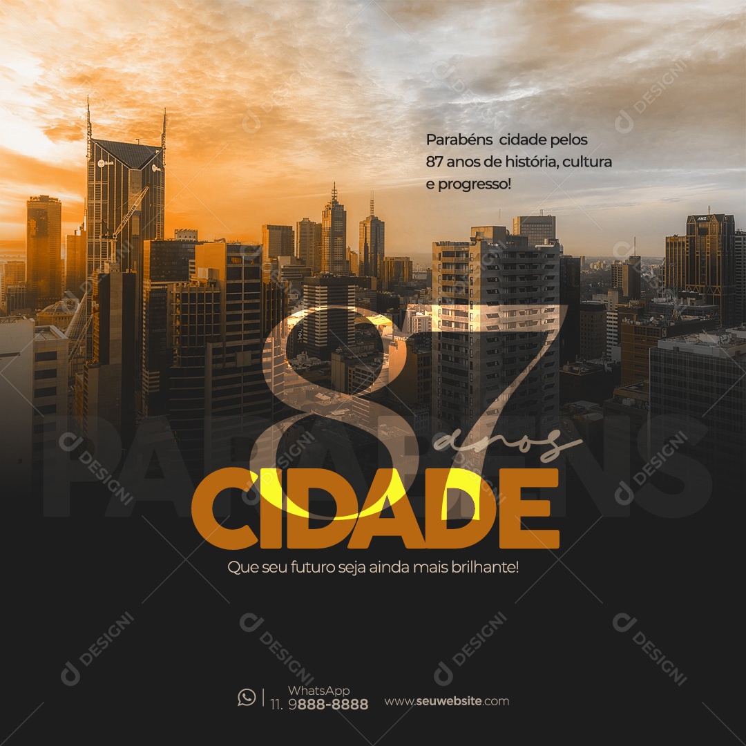 Parabéns Cidade Pelos Seus 87 Anos Social Media PSD Editável