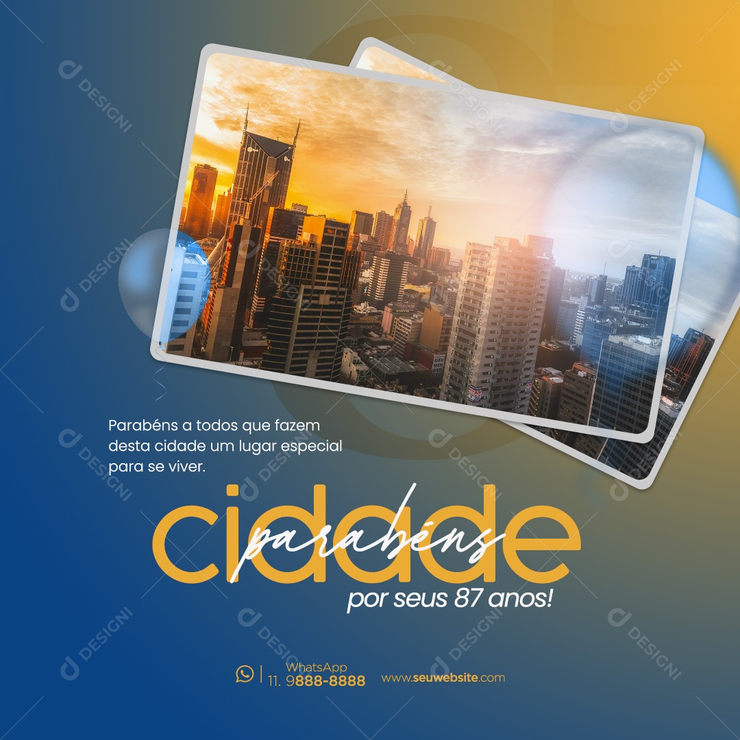 Parabéns Cidade Social Media PSD Editável