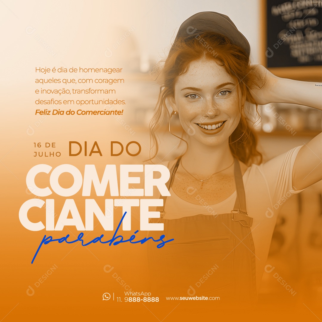 Feliz Dia do Comerciante 16 De Julho Social Media PSD Editável