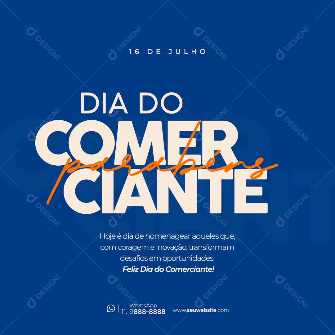 Feliz Dia do Comerciante 16 De Julho Social Media PSD Editável