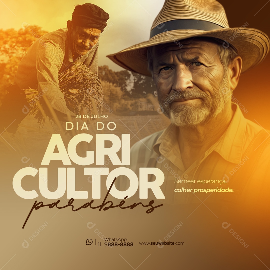 Feliz Dia do Agricultor 28 de Julho Social Media PSD Editável