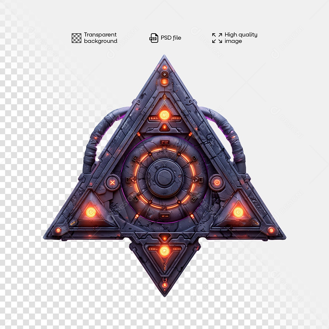 Elemento 3D de Ferro com Luz para Composição PSD