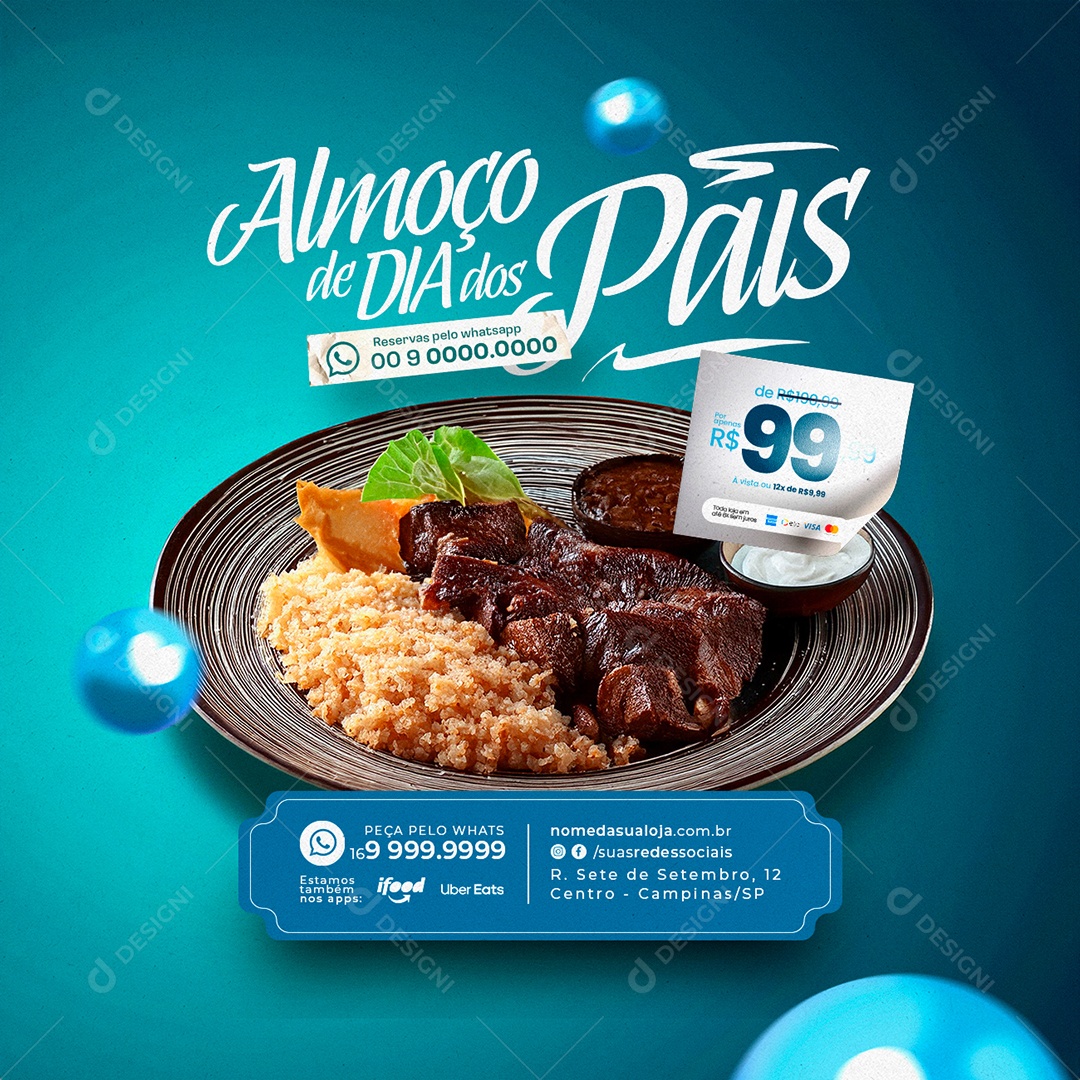 Restaurante Almoço de Dia dos Pais Social Media PSD Editável