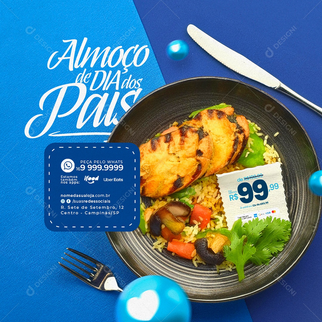 Restaurante Almoço de Dia dos Pais Social Media PSD Editável