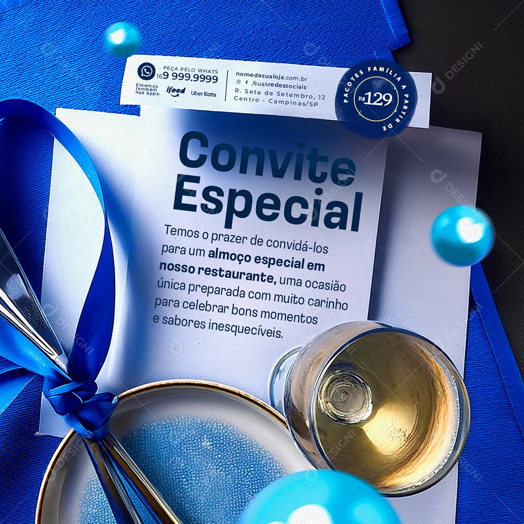 Convite Especial Restaurante Dia dos Pais Social Media PSD Editável