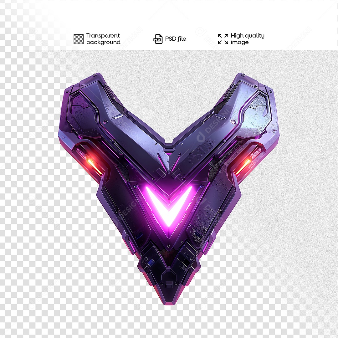 Letra V Elemento 3D para Composição PSD